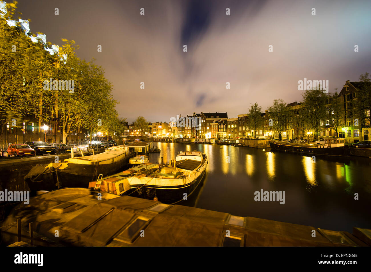 Amsterdam bei Nacht Stockfoto