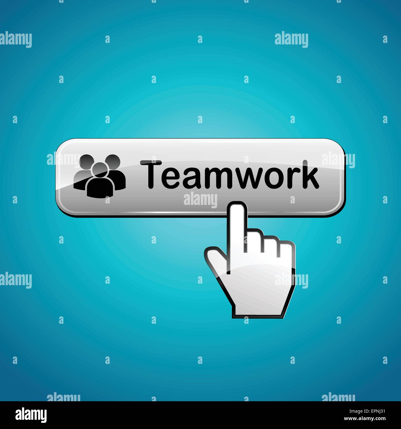 Teamarbeit-Taste Konzept auf blauem Hintergrund Stock Vektor
