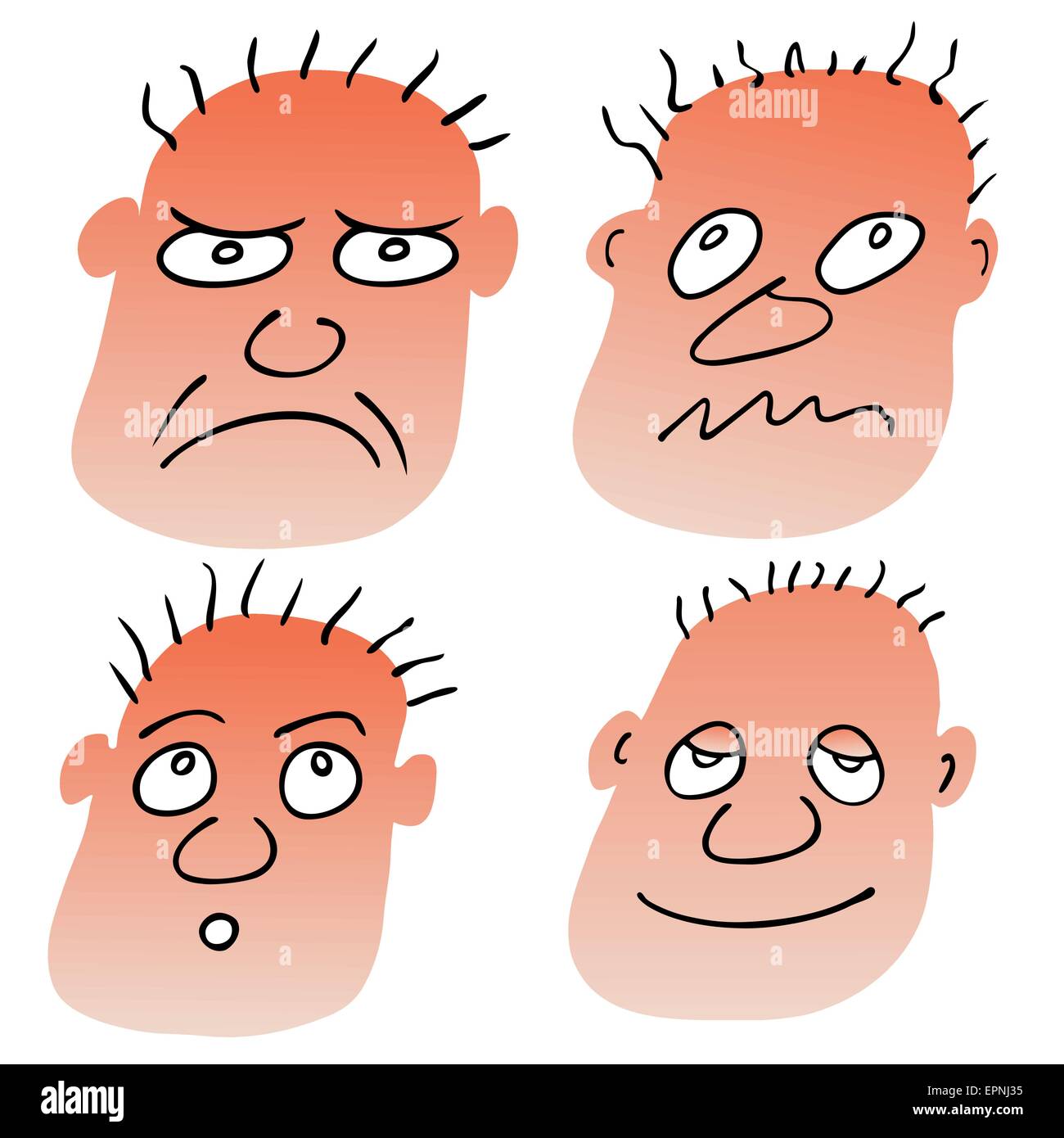 Vektor-Illustration des Mannes mit verschiedenen Gesichtsausdrücken Stock Vektor