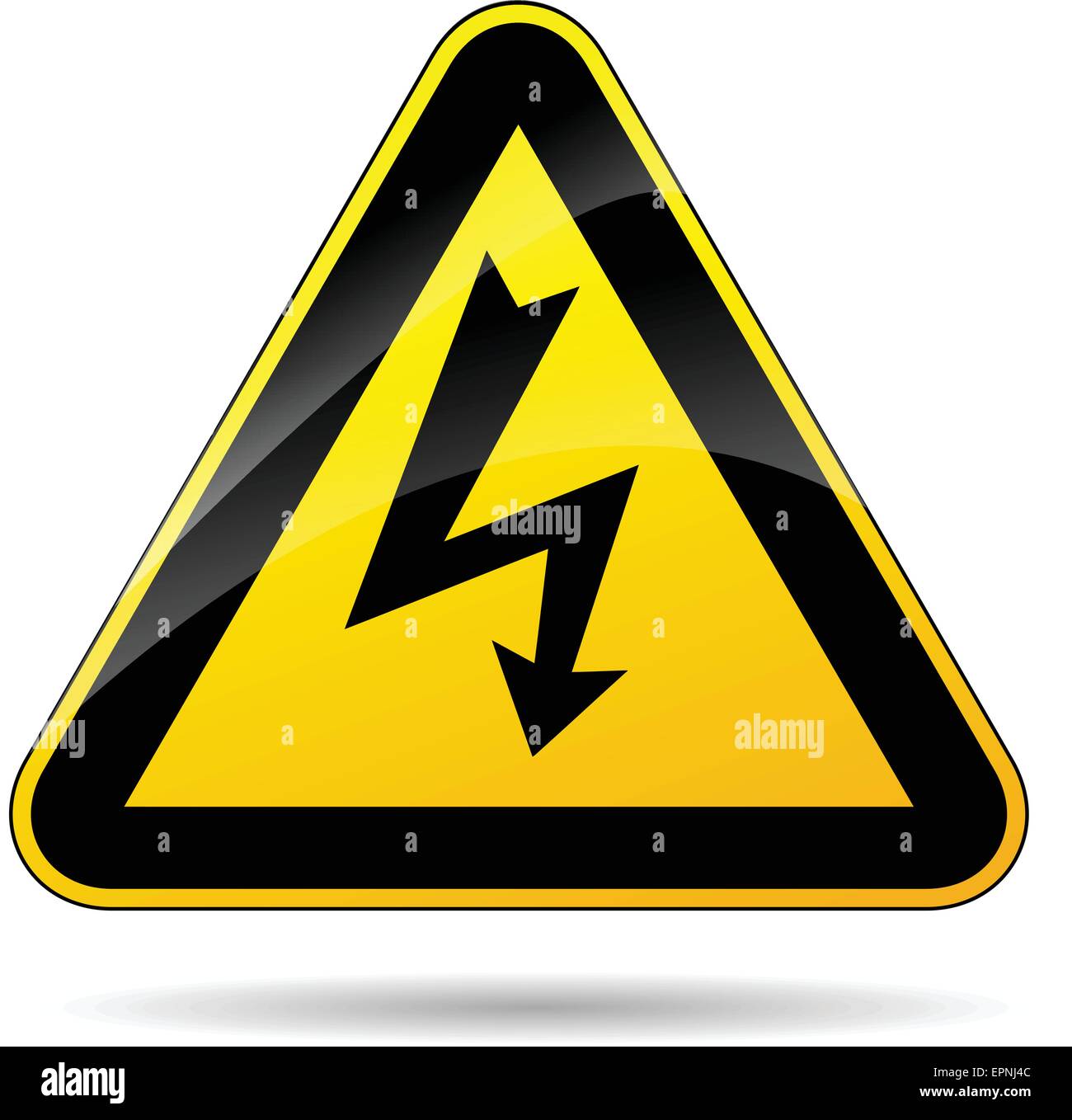 Außenillustration gelbes Dreieck Zeichen für Strom Stock Vektor