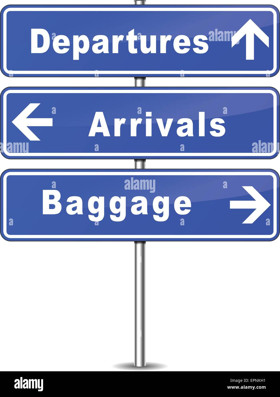 Illustration des blauen Flughafen Zeichen auf weißem Hintergrund Stock Vektor