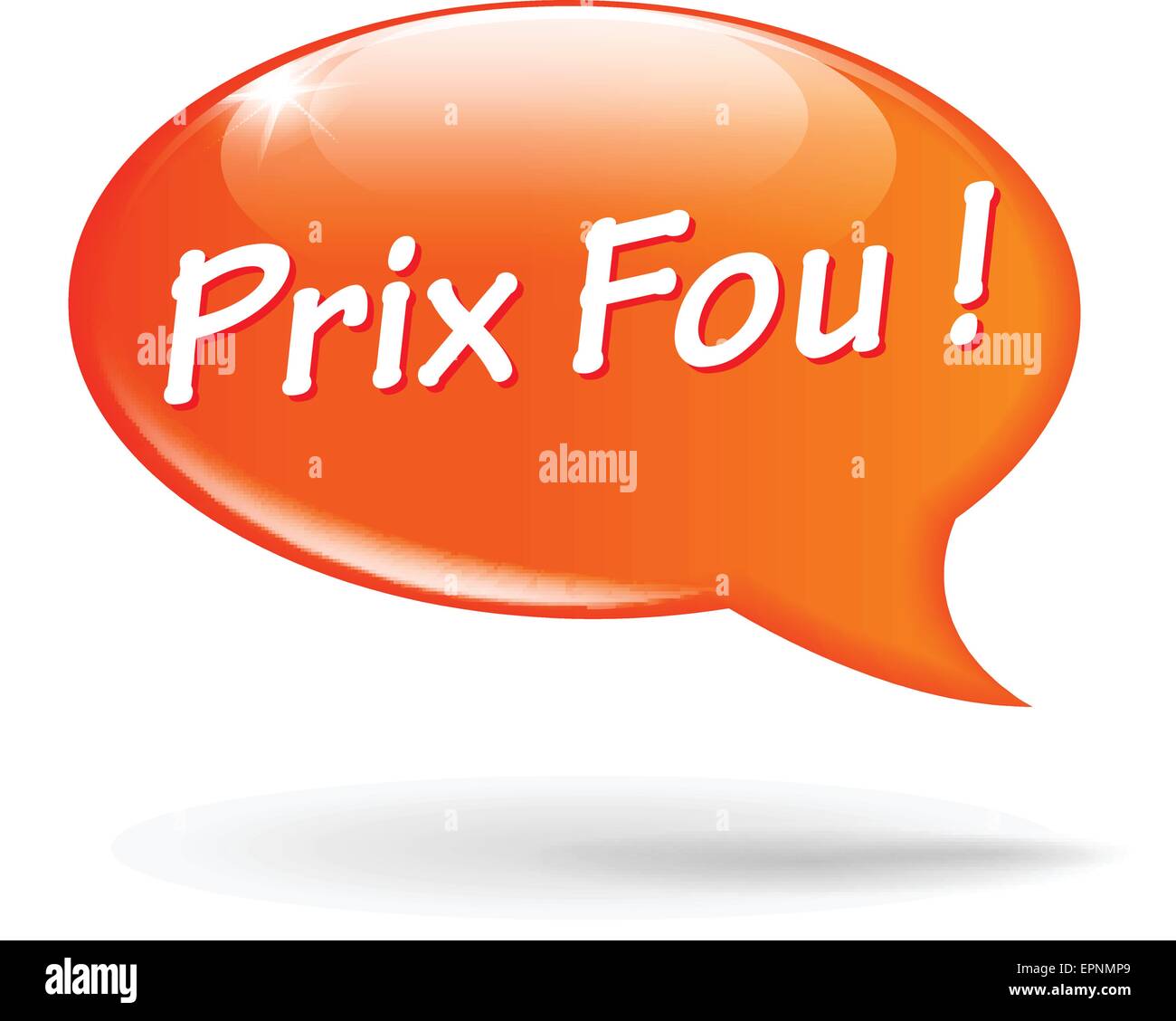 Französische Übersetzung für verrückte Preis orange Sprechblase Stock Vektor