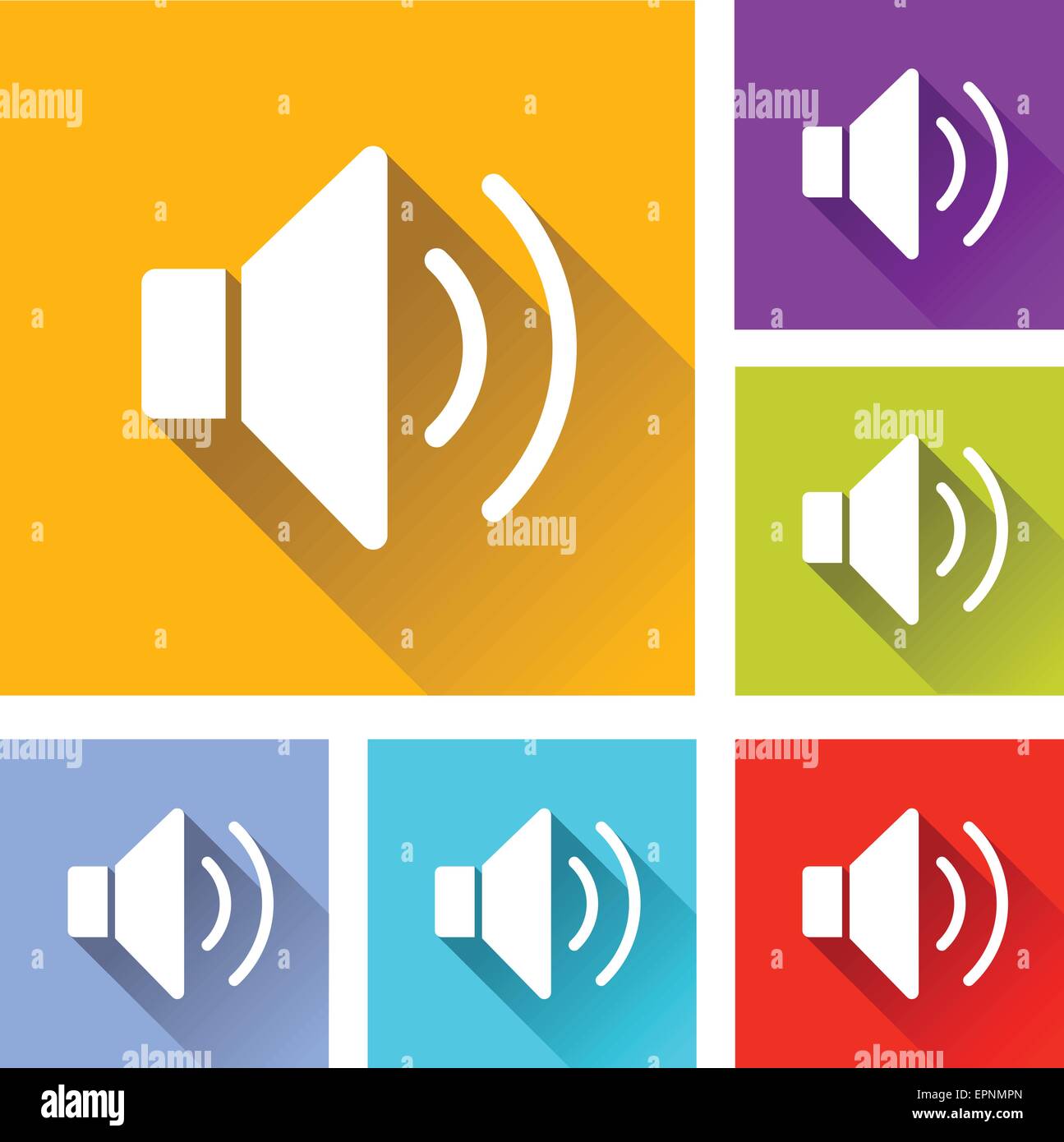 Abbildung des flachen Designs stellen Icons für sound Stock Vektor