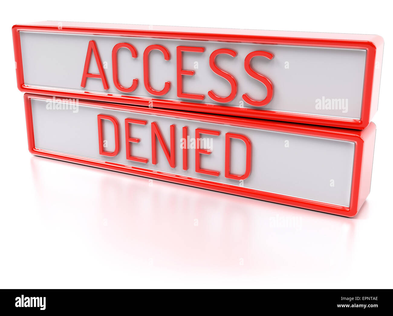 Zugriff verweigert - roten Banner mit Text - isoliert 3D Render Stockfoto