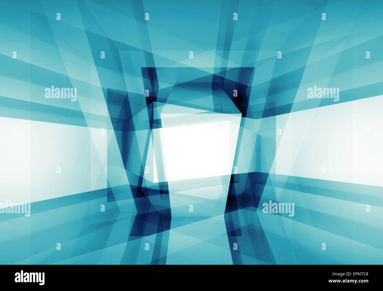 Abstrakt blau innen 3D-Hintergrund mit geometrischem Muster Stockfoto