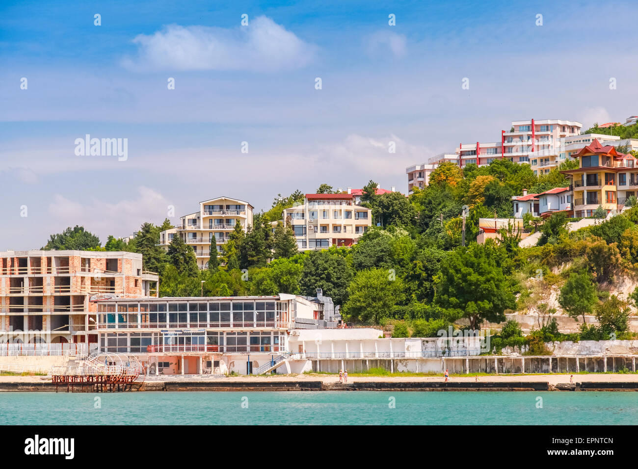 Stadtbild von Kavarna, Küstenstadt und Badeort in der Region Dobrudscha Nordosten Bulgariens Schwarzmeerküste Stockfoto