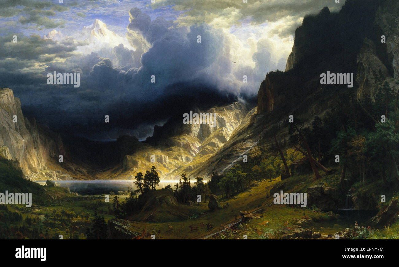 Albert Bierstadt A Storm in den Rocky Mountains, Mt. Rosalie Stockfoto