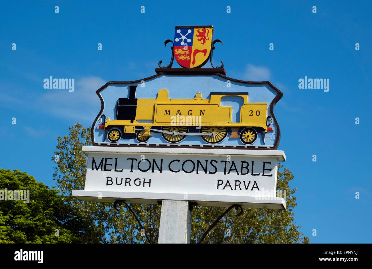 Melton Constable Dorf Schild, Norfolk, england Stockfoto