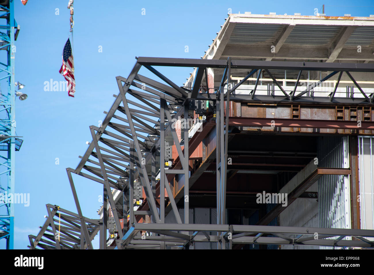 WASHINGTON DC, USA - Der Fortschritt des Baus der Smithsonian African American Museum ab Januar 2015. Das Museum befindet sich auf der National Mall, in der Nähe des Washington Monument, und soll im Jahr 2016 zu öffnen. Stockfoto