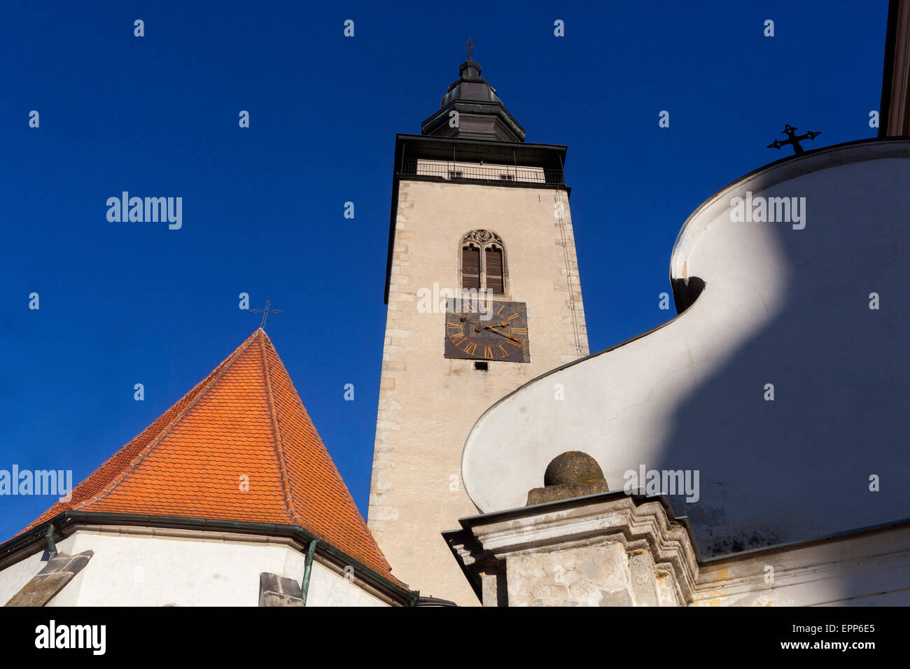 Telc, Tschechische Republik, UNESCO-Kulturerbe-Stadt, Kirche St. Jakobus der ältere Stockfoto