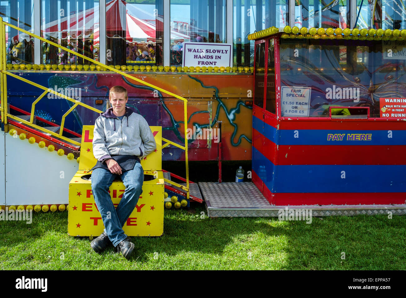 Festplatz Fahrt Minder auf einer Kirmes in Southampton. Stockfoto