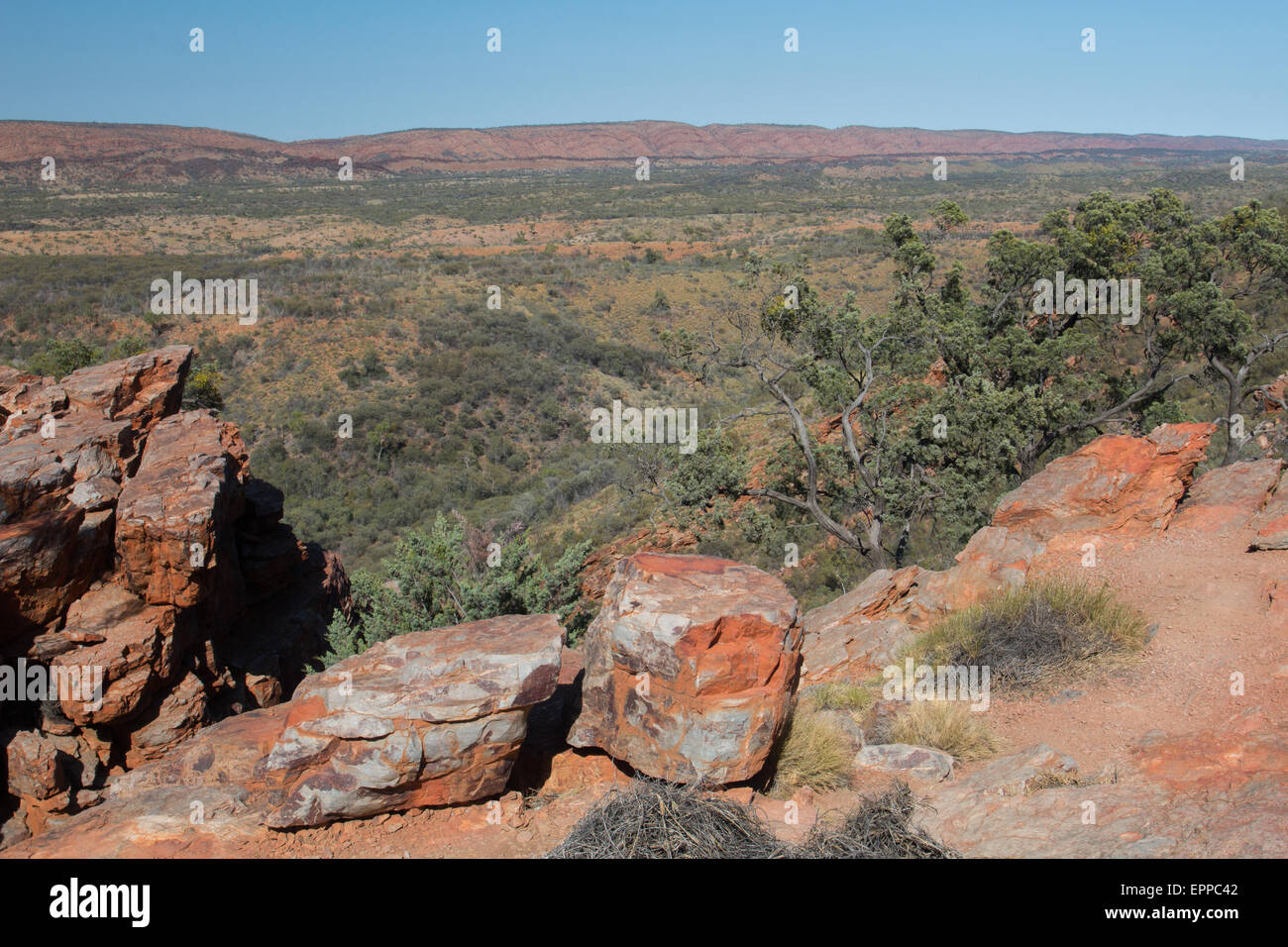 Die MacDonnell Ranges vom Gipfel des Serpentine Gorge, Northern Territory, Australien Stockfoto