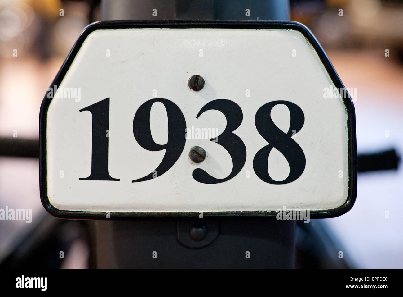 Platte mit großen Anzahl 1938 Ziffern Closeup zu unterzeichnen Stockfoto