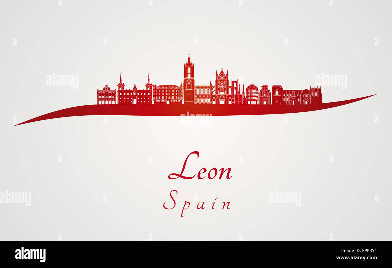 Leon Skyline in rot Stockfoto