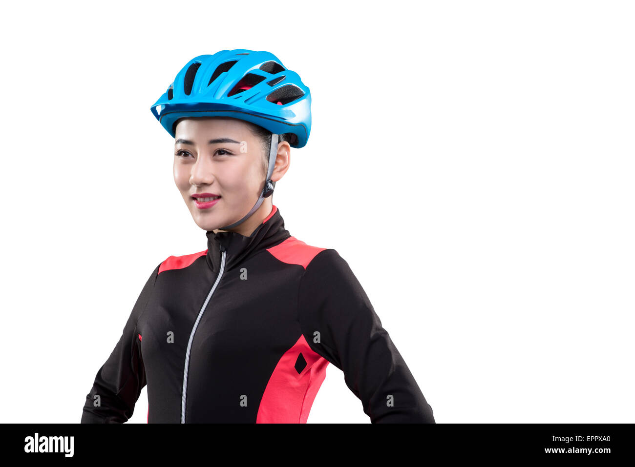 Porträt der jungen weiblichen Radfahrer Stockfoto