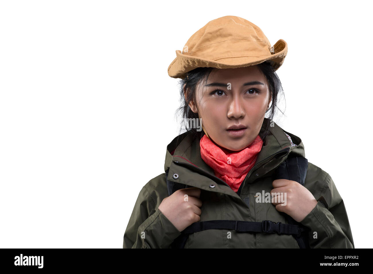 Porträt von weiblichen Bergsteiger Stockfoto