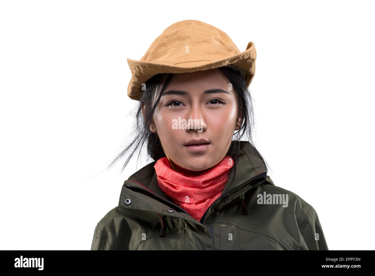 Porträt von weiblichen Bergsteiger Stockfoto