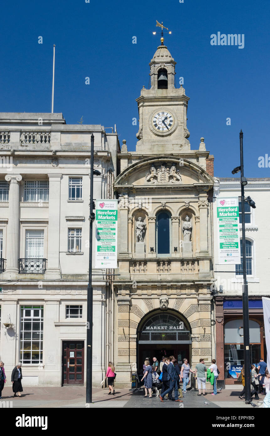 Alten Eingang zur Markthalle im Stadtzentrum von Hereford Stockfoto