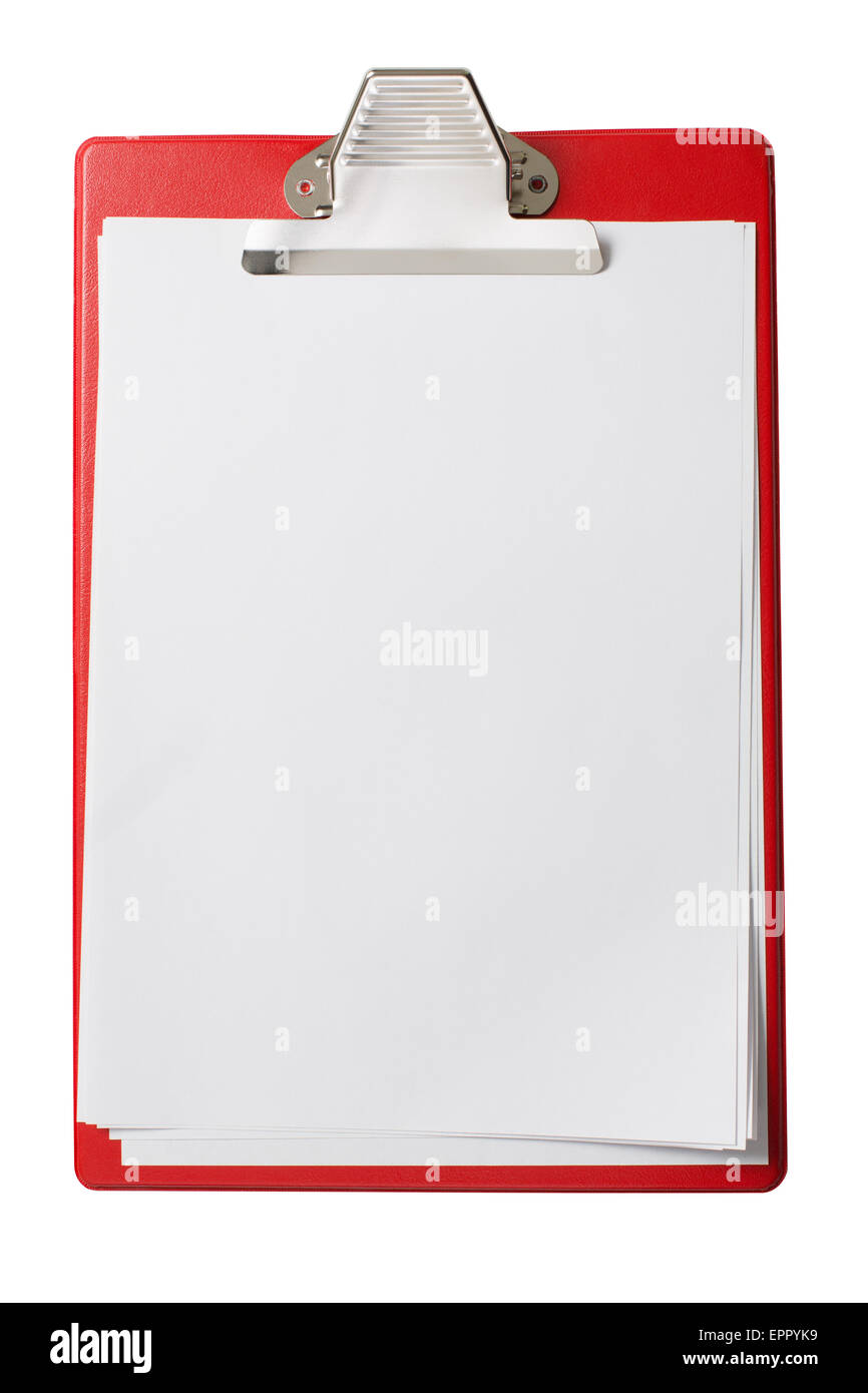 Zwischenablage mit leere Blätter mit Beschneidungspfad isoliert Stockfoto