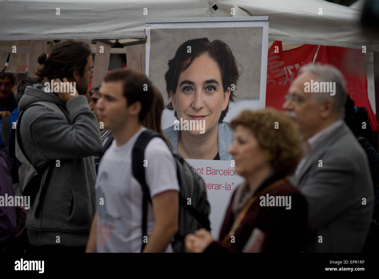 Am 20. Mai 2015 Bild von Ada Colau während einer Kundgebung der "Barcelona En Comú" Partei. Stockfoto