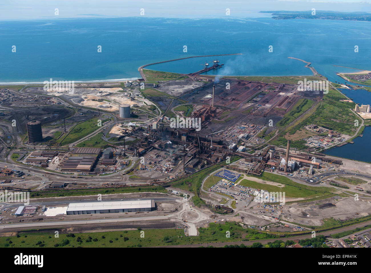 Antenne, Port Talbot Stahlwerke Corus Stockfoto