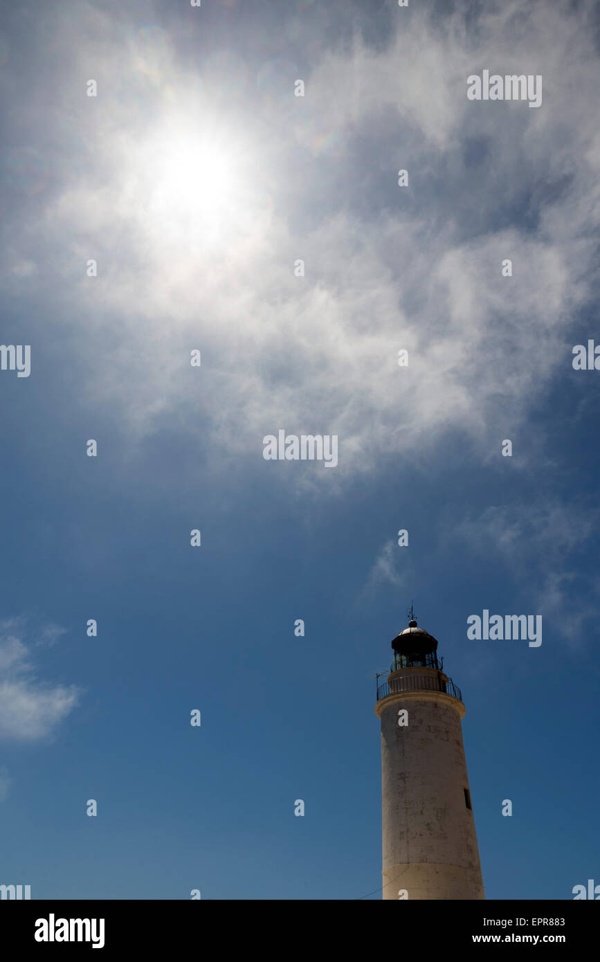Formentera Barbaria Leuchtturm in mediterranen Tag blauer Himmel Stockfoto