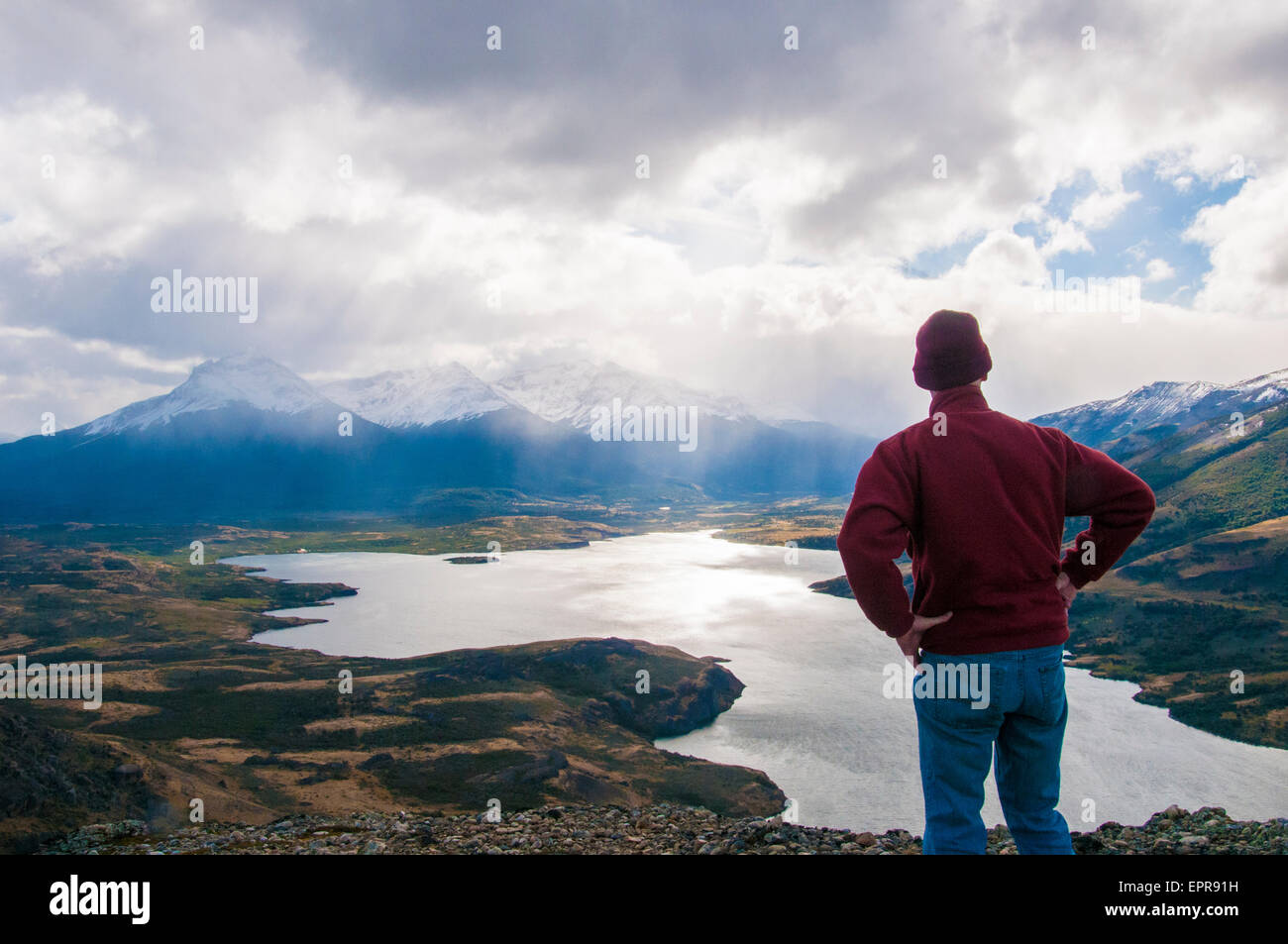 Blick auf Laguna Sofia vom Gipfel des Cerro Benitez, in der Nähe von Puerto Natales, Patagonien, Chile Reisenden Stockfoto
