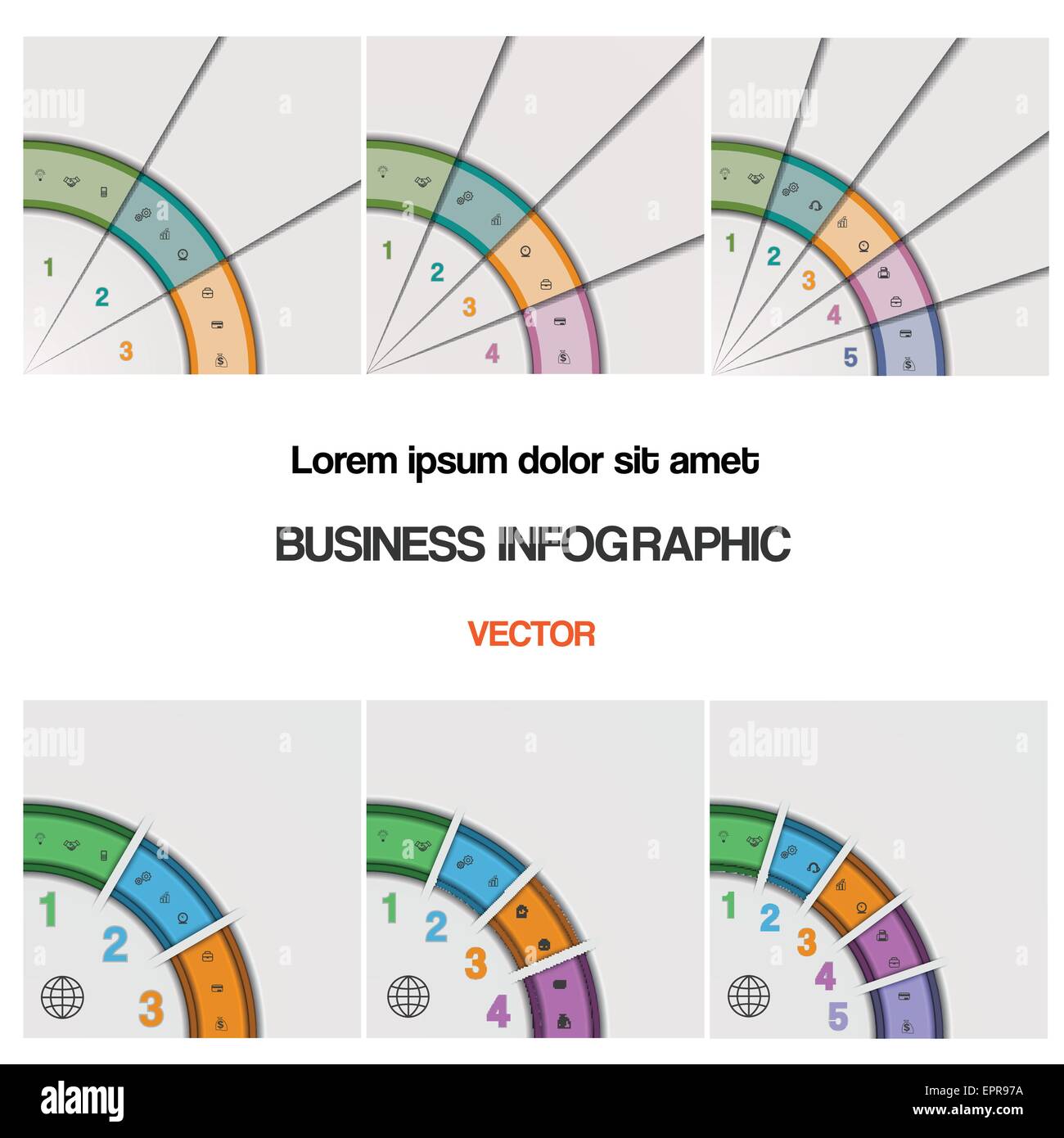Business-Infografik für Success-Projekt und andere Ihre Variante. Gesetzt, Vektor-Illustration, Viertel-Ring-Diagramm Stock Vektor