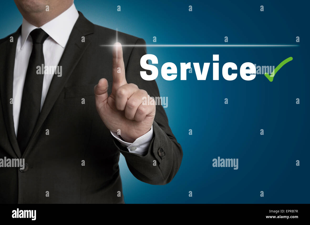 Service-Touchscreen gesteuert Geschäftsmann. Stockfoto