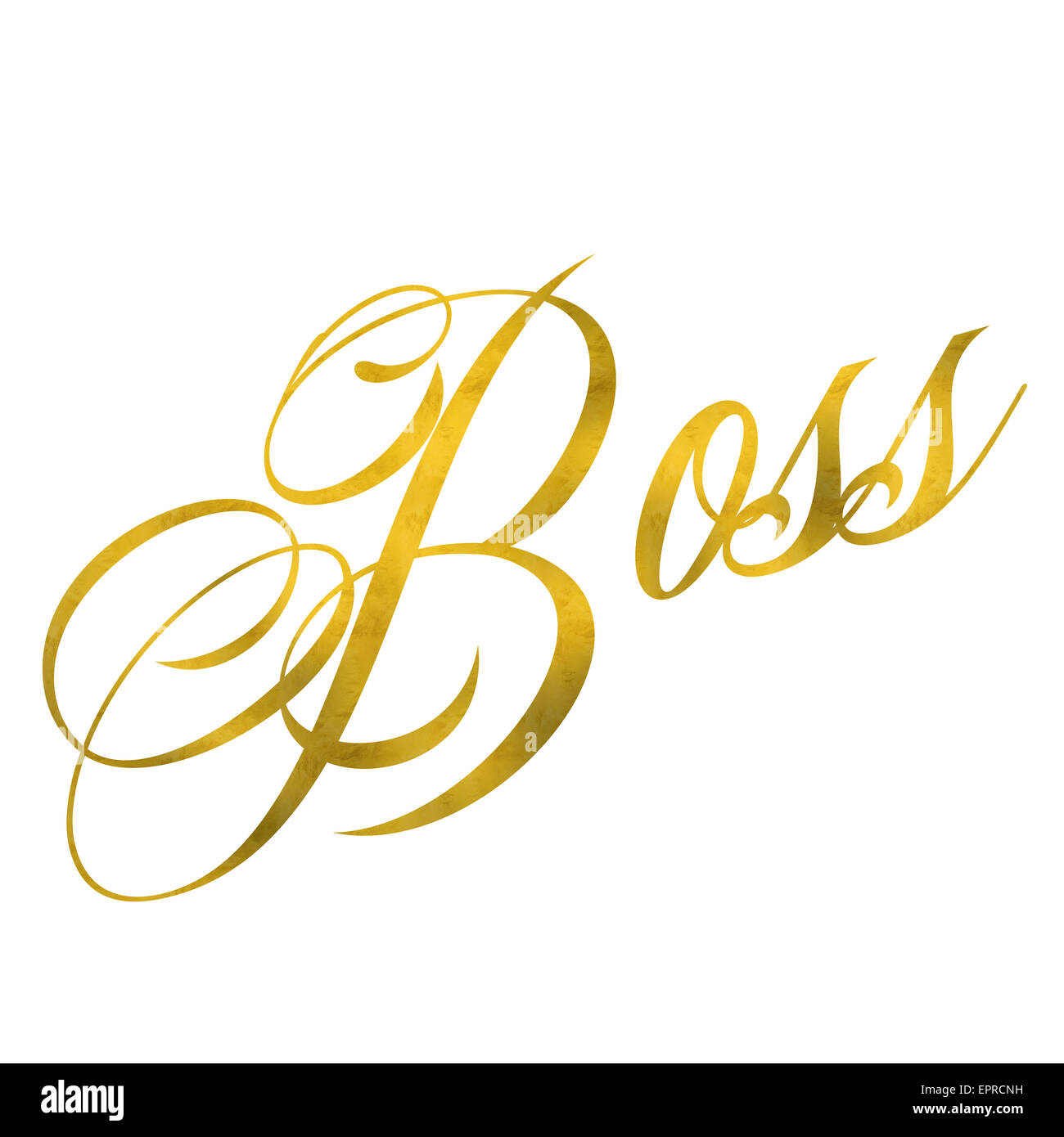 Boss Gold Faux Folie Metallic Glitter Zitat Isolated on White Background Stockfoto