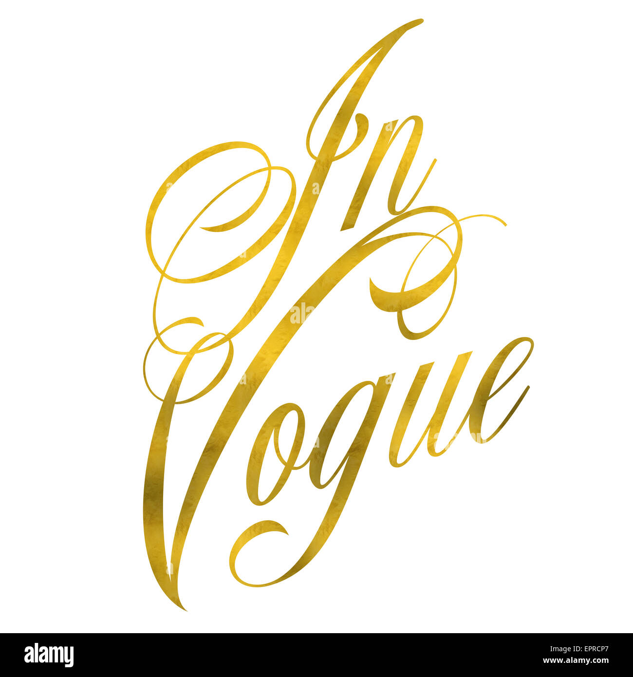 In der Vogue zitieren Metallic Glitter Gold Faux Folie isolierten auf weißen Hintergrund Stockfoto