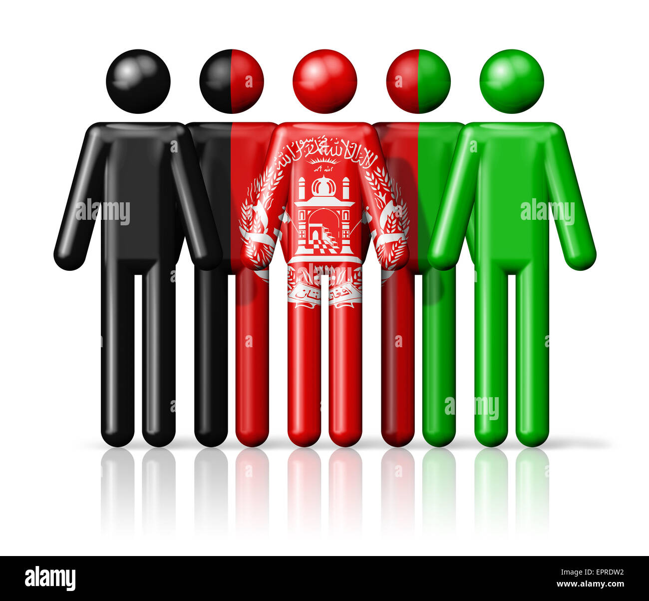 Flagge Afghanistans auf Strichmännchen - nationalen und sozialen Gemeinschaft Symbol 3D-Symbol Stockfoto
