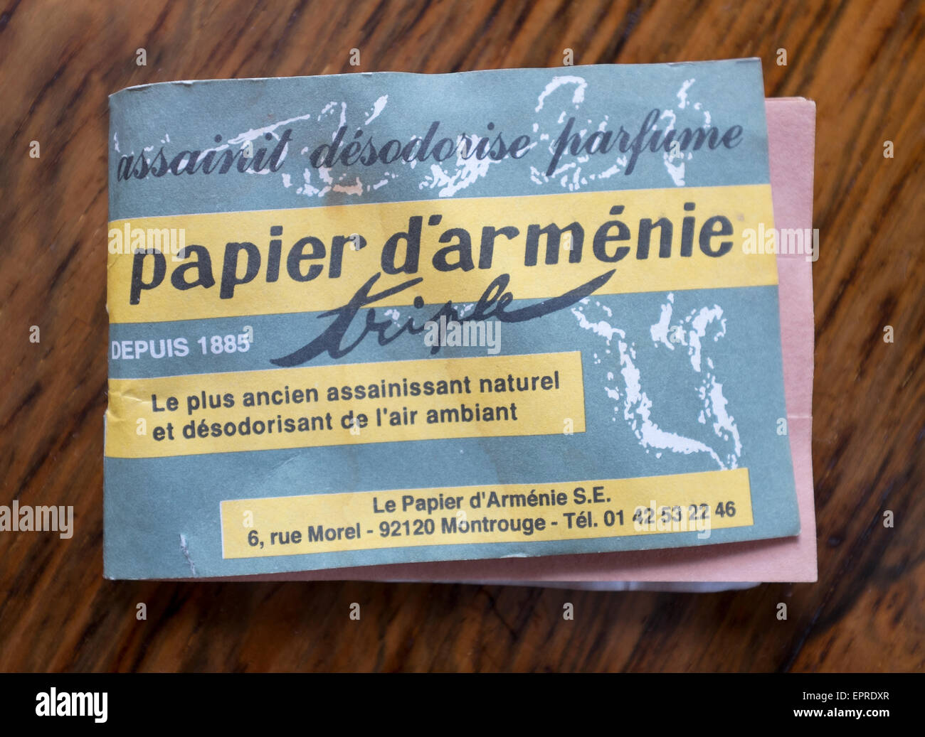 Papier D'Armenie Zimmer WC WC Parfüm Geruchskiller Lufterfrischer Stockfoto