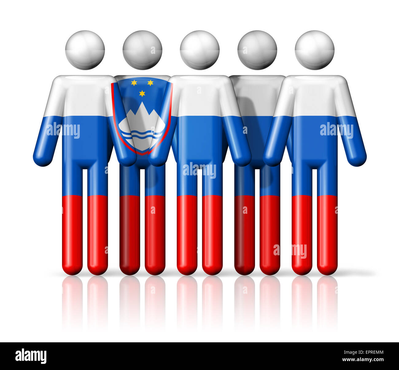 Flagge Sloweniens auf Strichmännchen - nationalen und sozialen Gemeinschaft Symbol 3D-Symbol Stockfoto