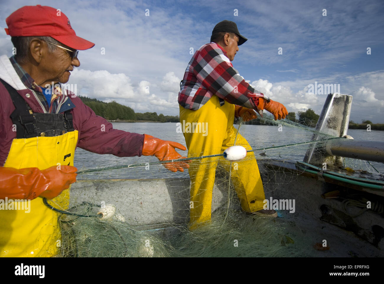 Lachs Treibnetzfischerei, Skagit RIver, Washington Stockfoto