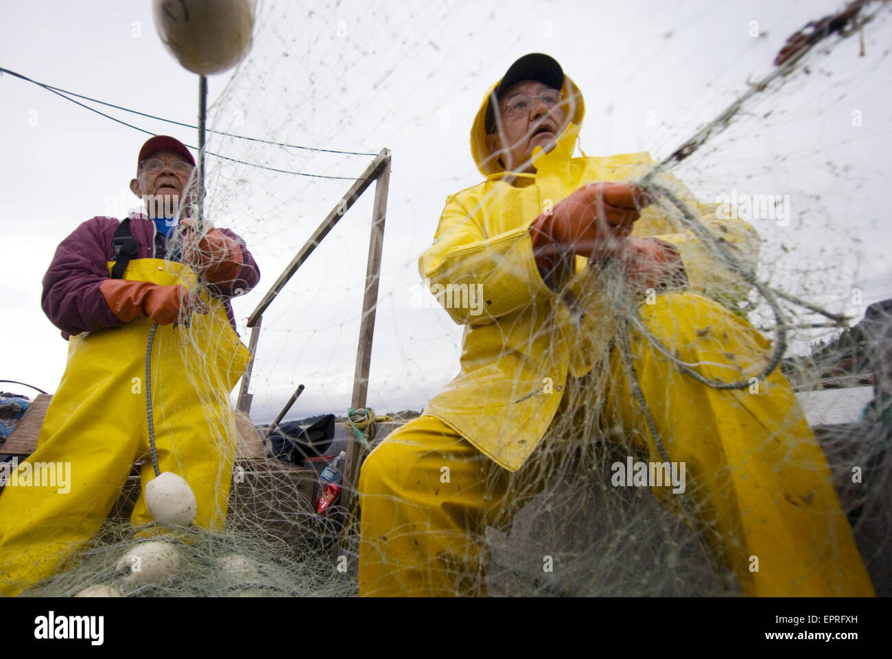 Lachs Treibnetzfischerei, Skagit RIver, Washington Stockfoto
