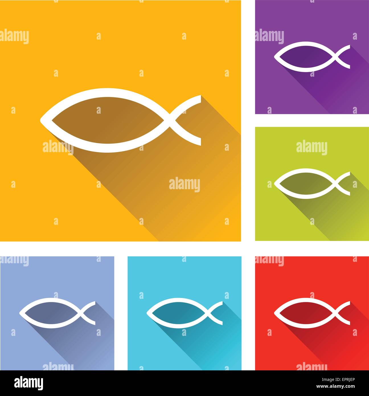 Abbildung des flachen Designs stellen Icons für Jesus Fisch Stock Vektor