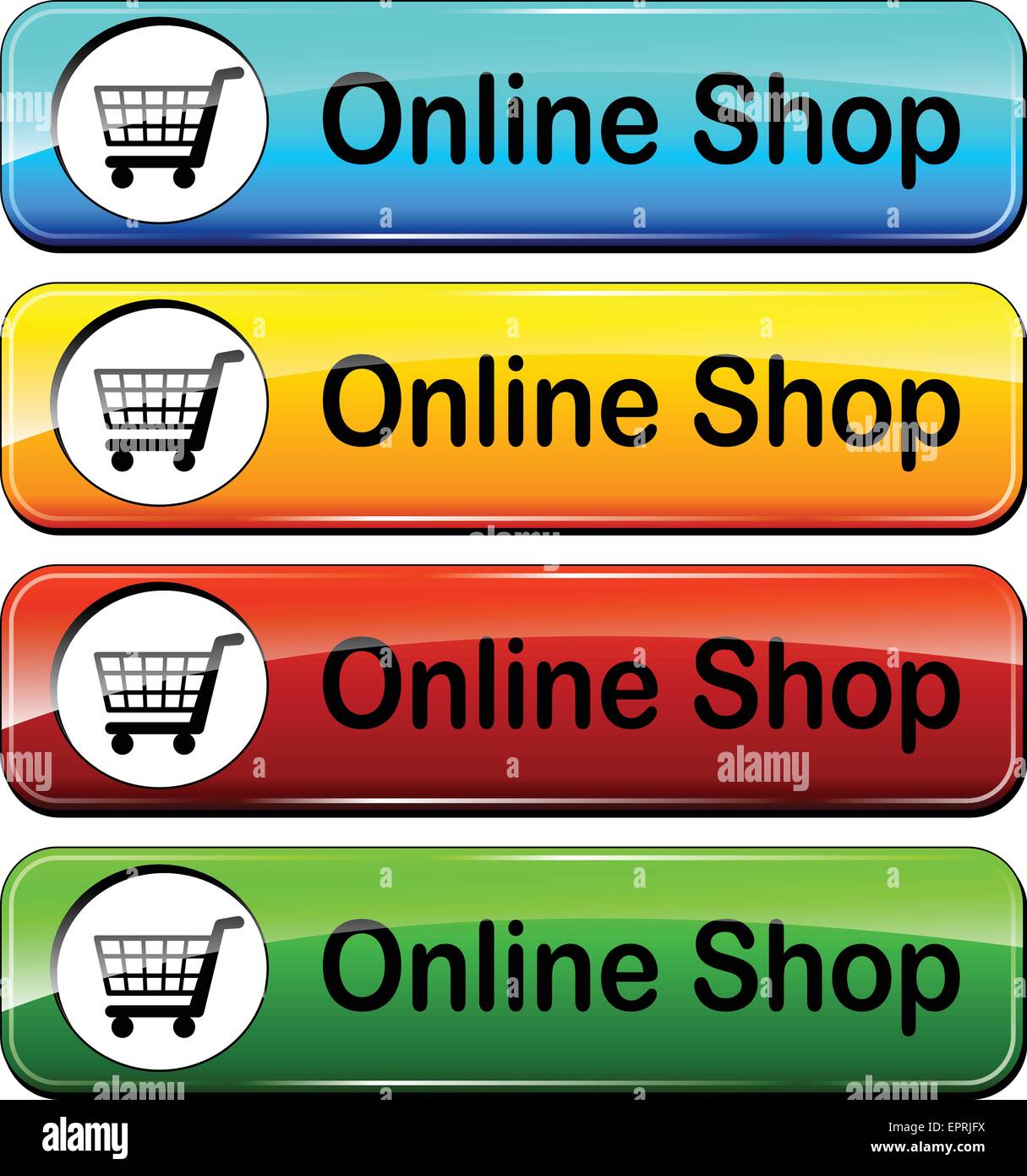 Darstellung der Online-Shop Webdesign Schaltflächen festlegen Stock Vektor