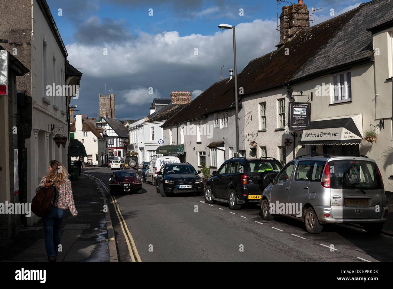 verstopfte Straßen in Moretonhampstead - "Das Tor zum Moor", ist eine alte Marktstadt liegt im Zentrum von Devon und auf Stockfoto