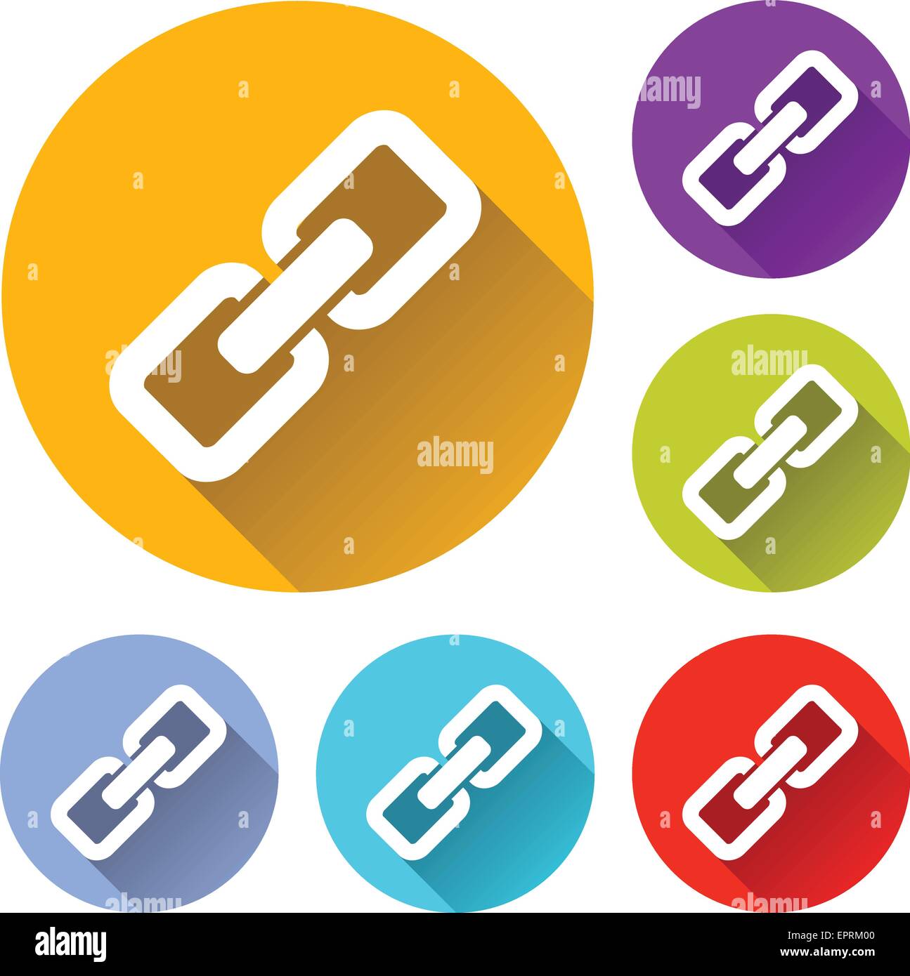 Vektor-Illustration von sechs bunte Kette icons Stock Vektor