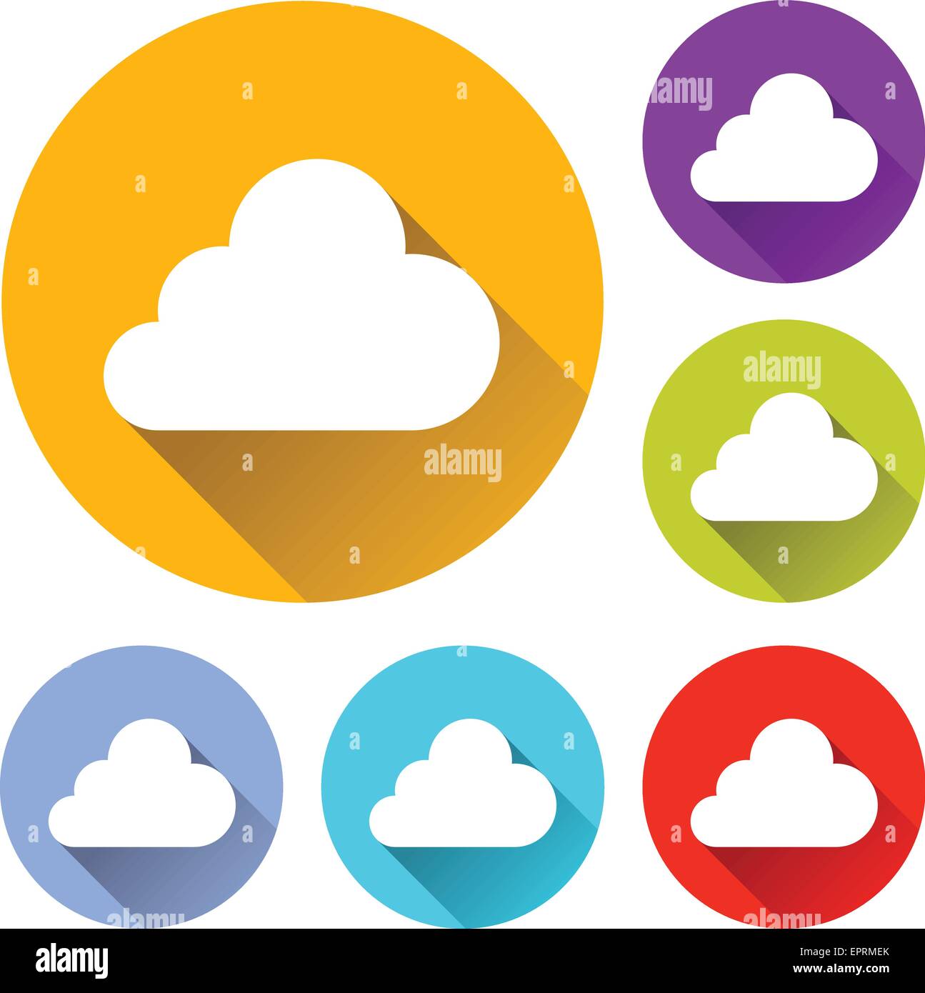 Vektor-Illustration von sechs bunte Wolke icons Stock Vektor