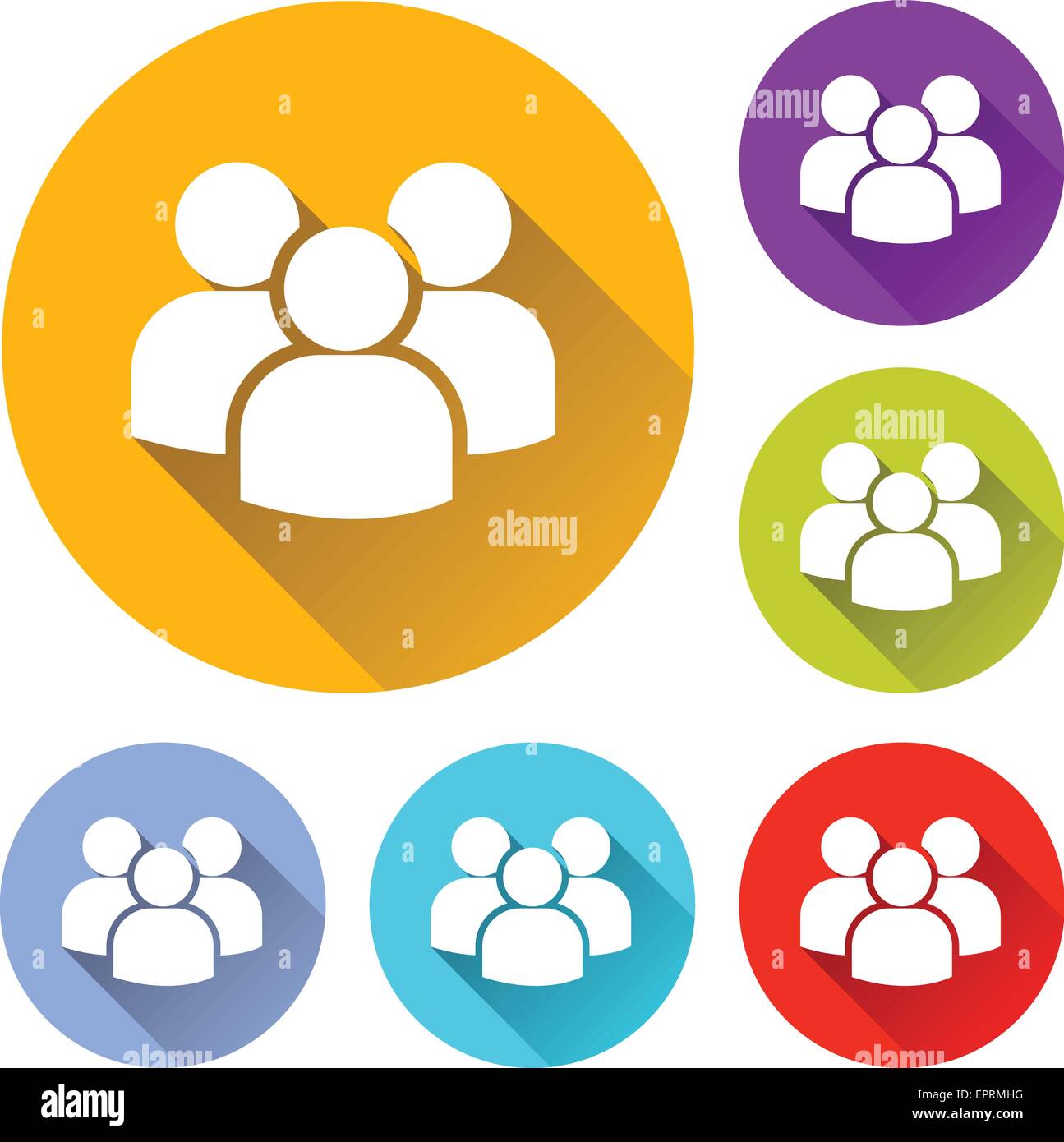 Vektor-Illustration von sechs bunten Team icons Stock Vektor