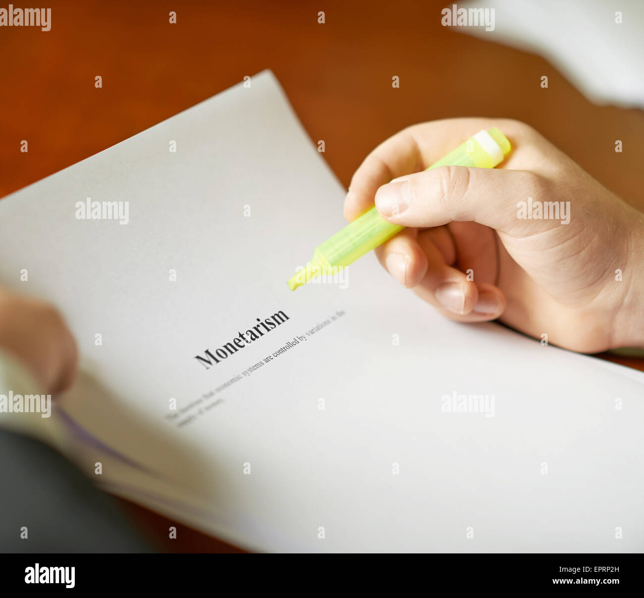 Monetarismus Definition Zusammensetzung Stockfoto