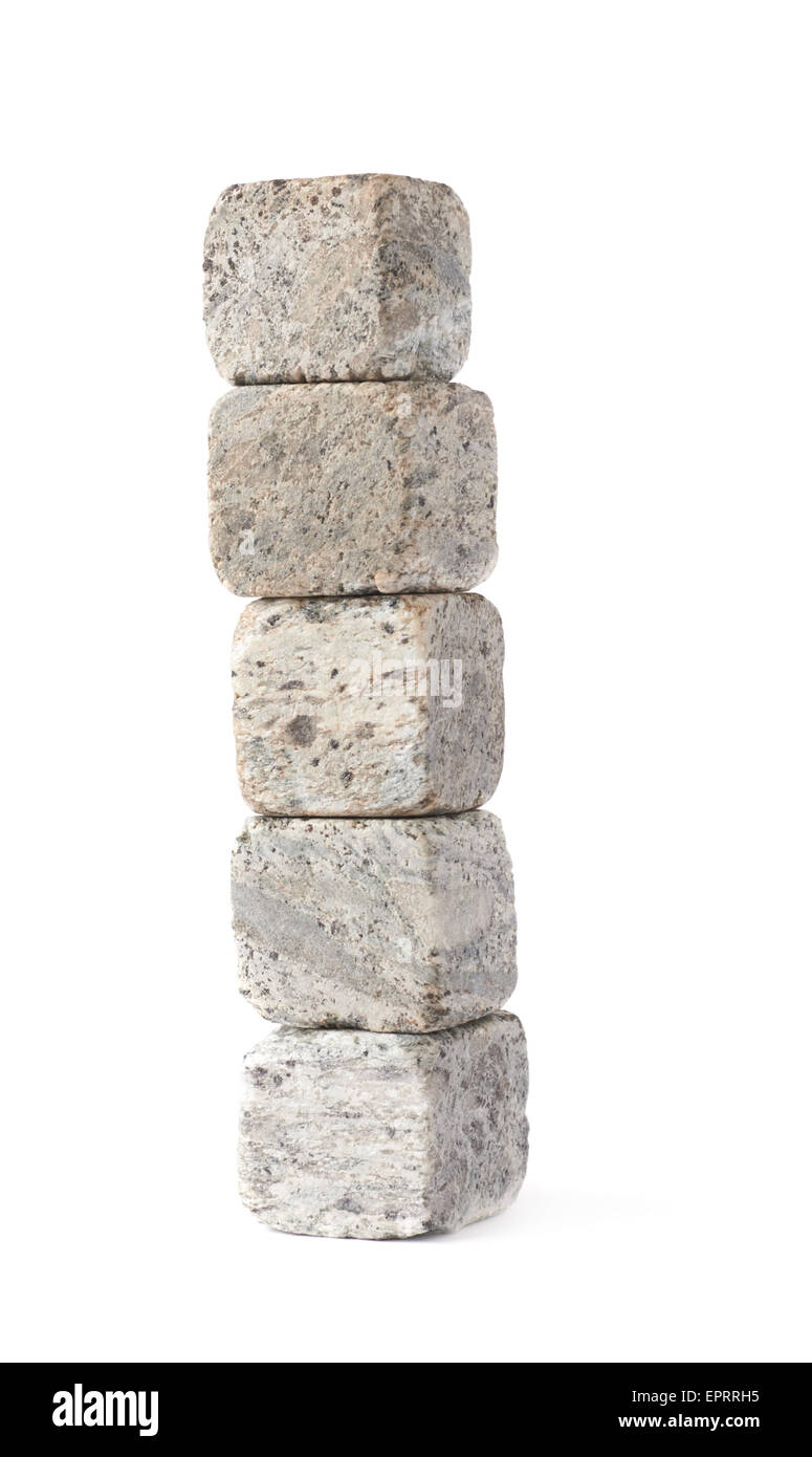 Stapel Stapel der Abkühlung isolierter Whiskey-Steinen Stockfoto