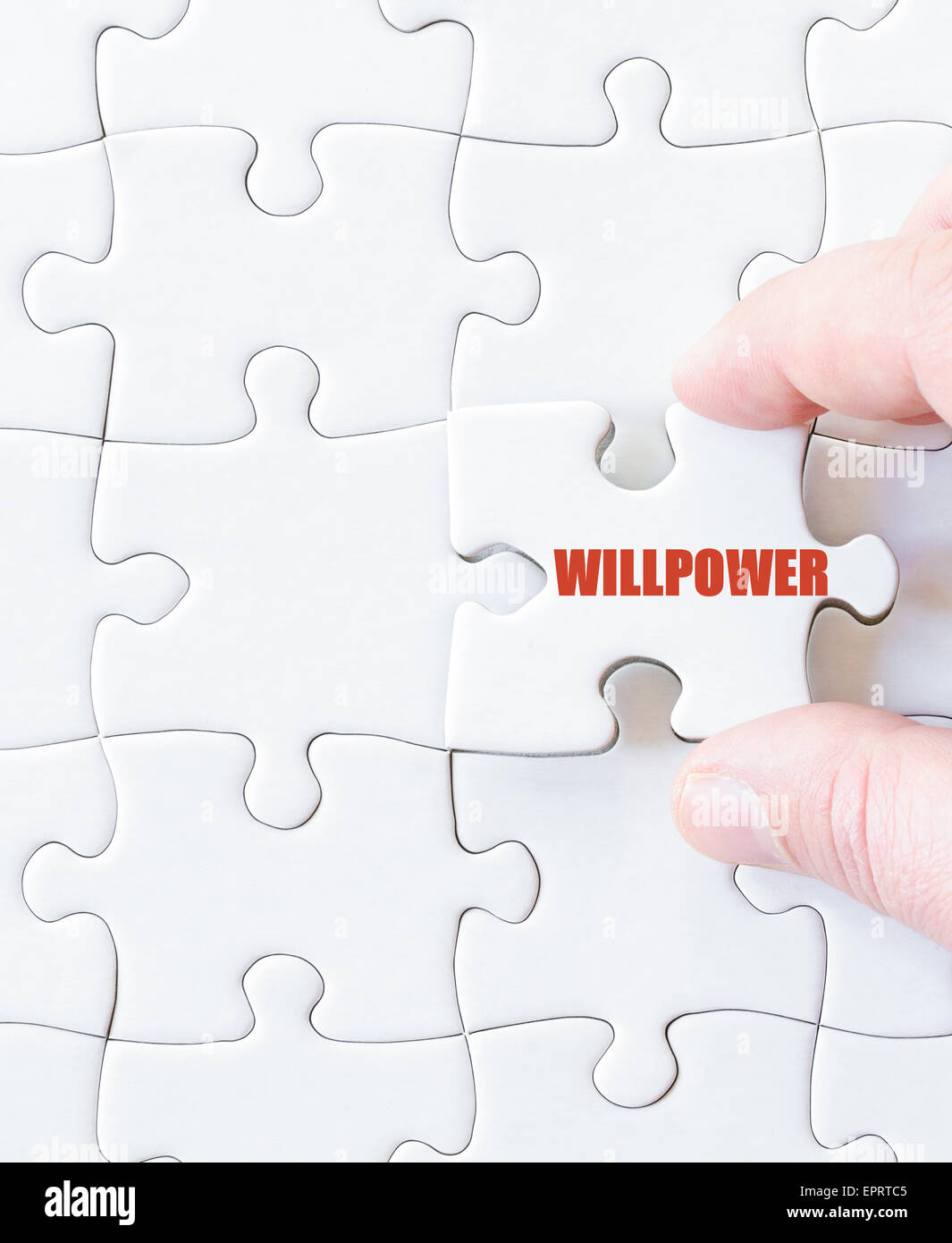 Letzte Puzzle-Stück mit Wort WILLENSKRAFT. Konzept-Bild Stockfoto