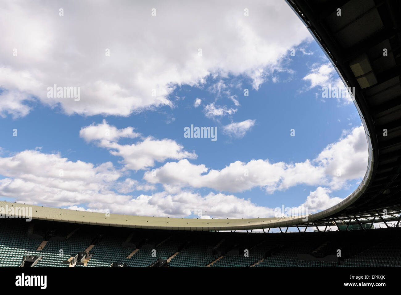 Oberstes Gericht, Wimbledon. Leer, vor Beginn der jährlichen Grand-slam-Tennis-Wettbewerb. Stockfoto
