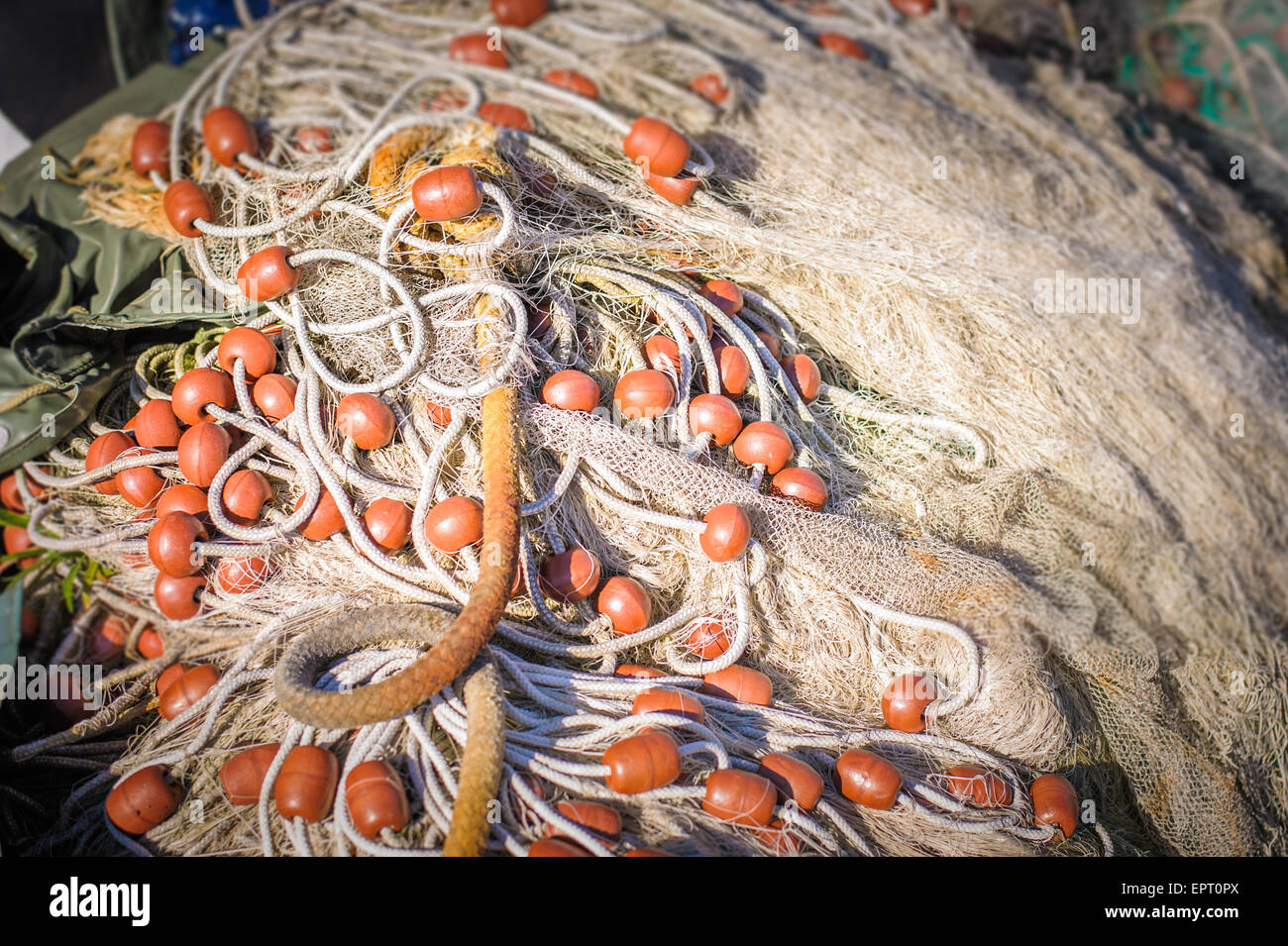 Fischernetze trocknen Stockfoto