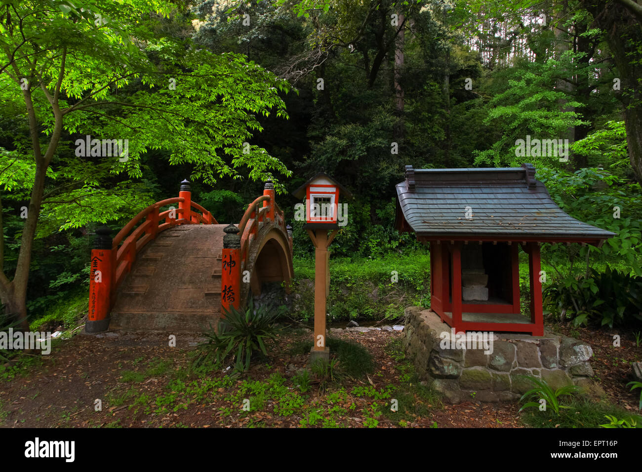 Japanische Art Szene mit Brücke Stockfoto