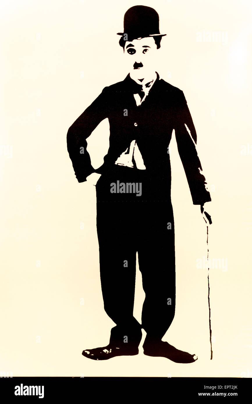 Einfachen Silhouette von Schauspieler Charlie Chaplin Stockfoto