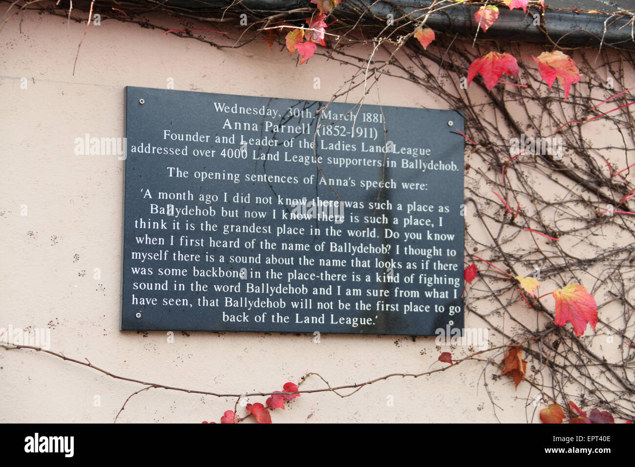 Anna Parnell Plaque in Ballydehob in West Cork Stockfoto